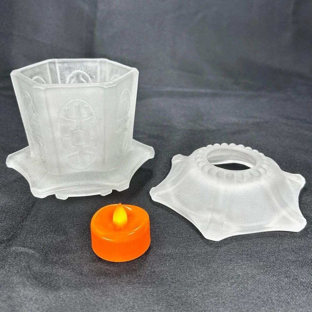 Vintage 1970s HOMCO Frosted White Fairy Lamp Light Satin Glass Asian Pagoda VHTF